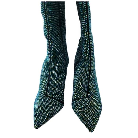 International Concepts Knee High Green Stovepipe Rhinestones Boots Size 8M NWT - Picture 6 of 8